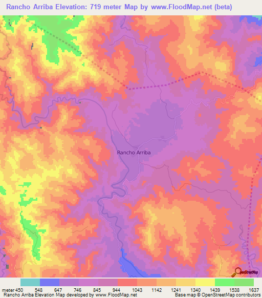 Rancho Arriba,Dominican Republic Elevation Map