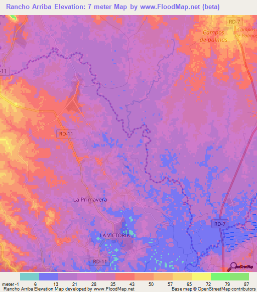 Rancho Arriba,Dominican Republic Elevation Map