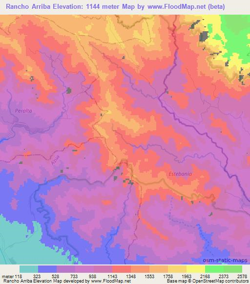 Rancho Arriba,Dominican Republic Elevation Map