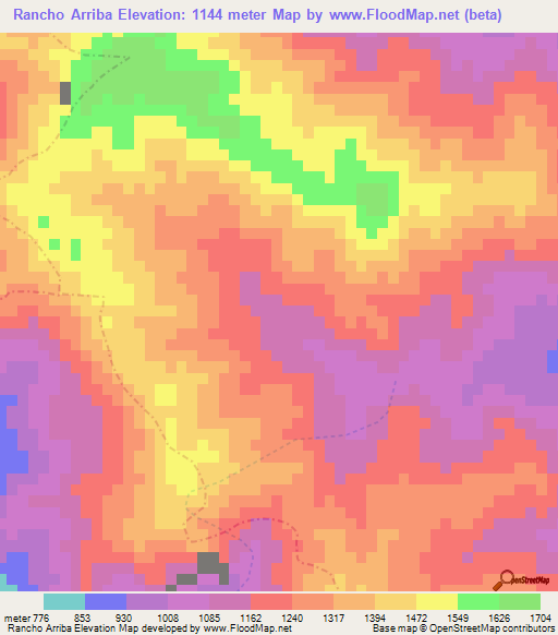 Rancho Arriba,Dominican Republic Elevation Map