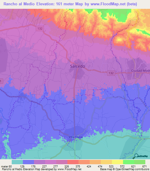 Rancho al Medio,Dominican Republic Elevation Map