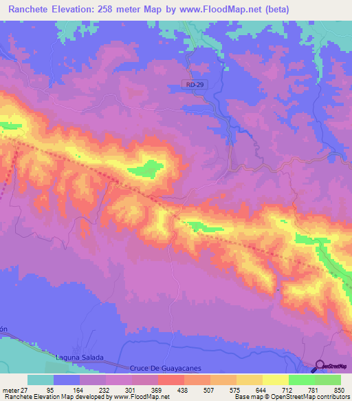 Ranchete,Dominican Republic Elevation Map