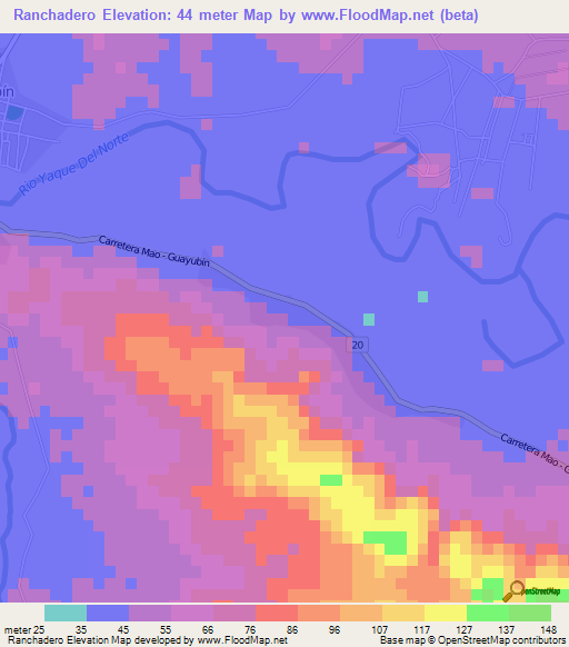 Ranchadero,Dominican Republic Elevation Map