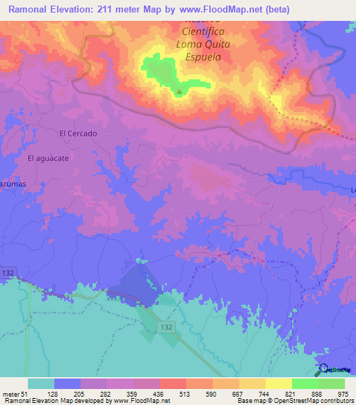 Ramonal,Dominican Republic Elevation Map