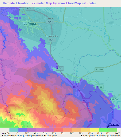 Ramada,Dominican Republic Elevation Map