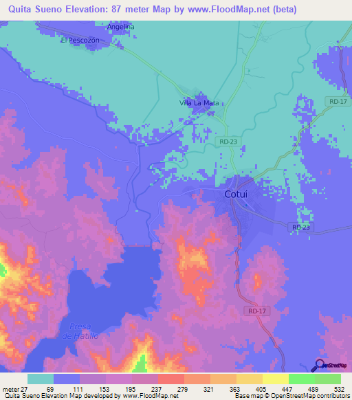 Quita Sueno,Dominican Republic Elevation Map