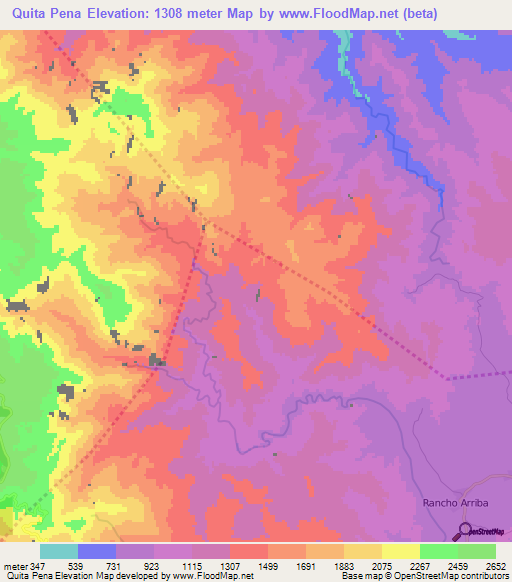 Quita Pena,Dominican Republic Elevation Map