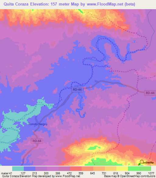 Quita Coraza,Dominican Republic Elevation Map