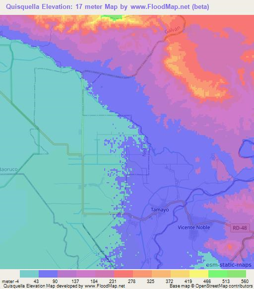 Quisquella,Dominican Republic Elevation Map