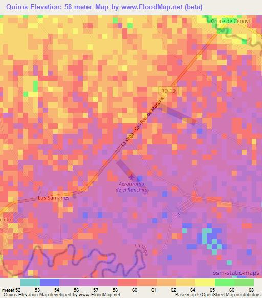 Quiros,Dominican Republic Elevation Map