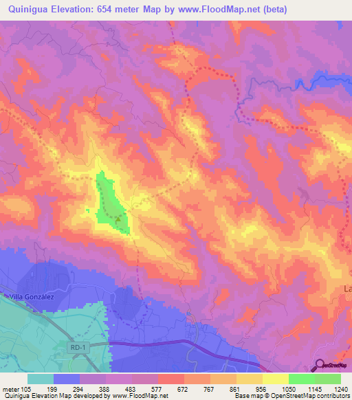 Quinigua,Dominican Republic Elevation Map