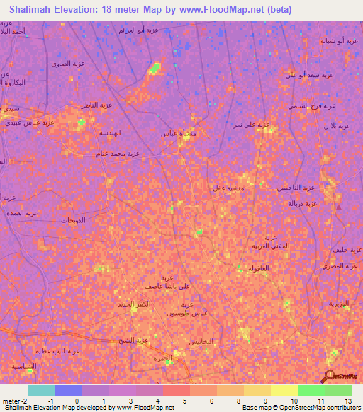 Shalimah,Egypt Elevation Map