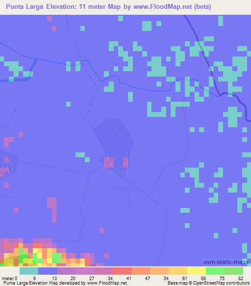 Punta Larga,Dominican Republic Elevation Map