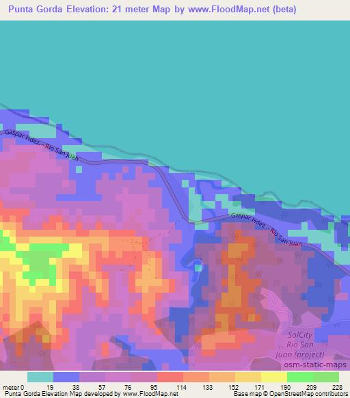 Punta Gorda,Dominican Republic Elevation Map