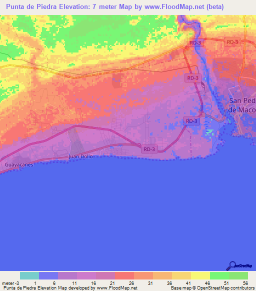 Punta de Piedra,Dominican Republic Elevation Map