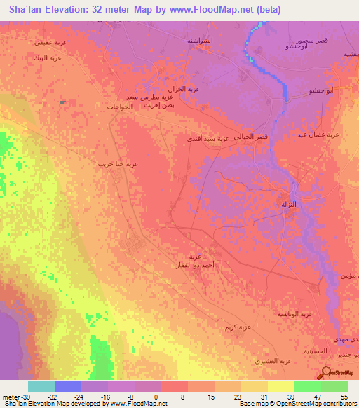 Sha`lan,Egypt Elevation Map