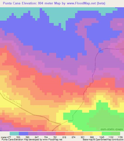 Punta Cana,Dominican Republic Elevation Map