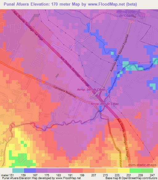 Punal Afuera,Dominican Republic Elevation Map