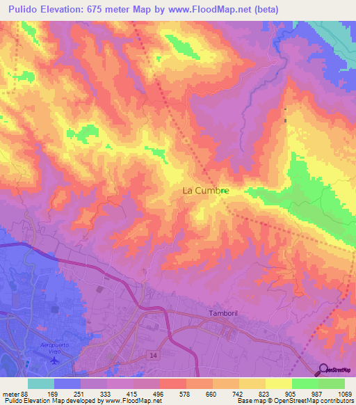 Pulido,Dominican Republic Elevation Map