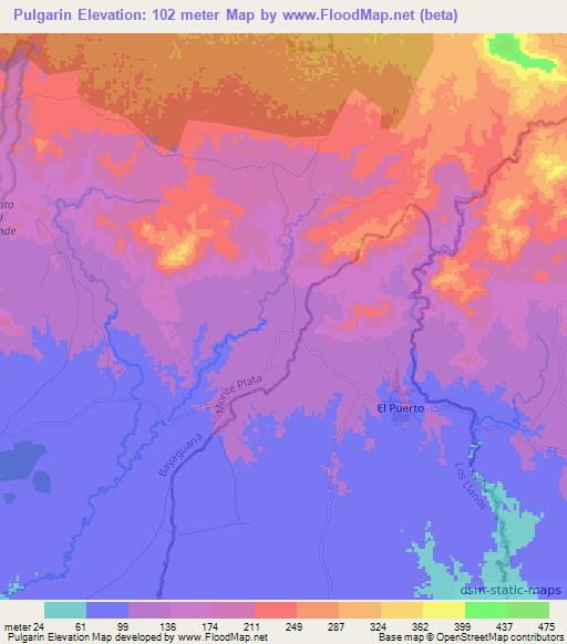 Pulgarin,Dominican Republic Elevation Map