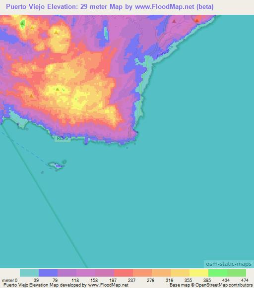 Puerto Viejo,Dominican Republic Elevation Map