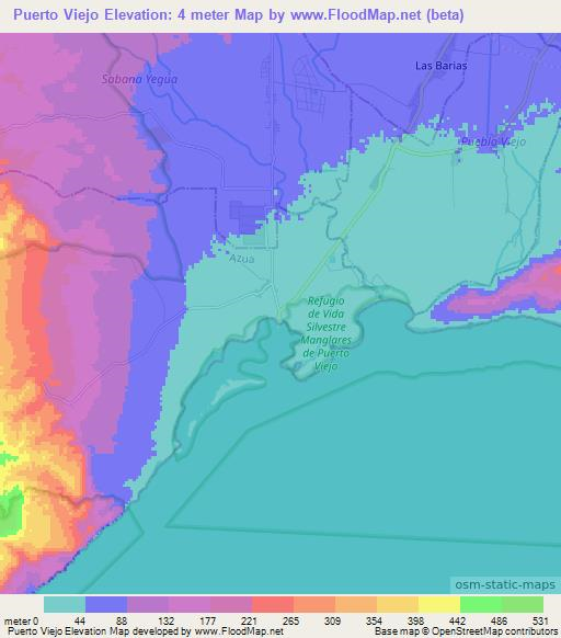 Puerto Viejo,Dominican Republic Elevation Map