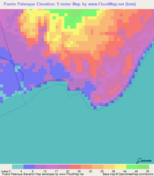 Puerto Palenque,Dominican Republic Elevation Map