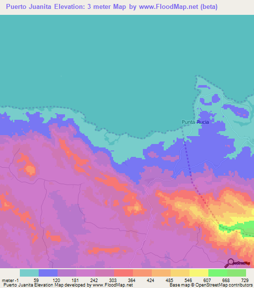 Puerto Juanita,Dominican Republic Elevation Map