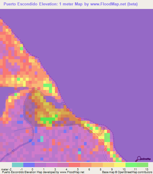 Puerto Escondido,Dominican Republic Elevation Map