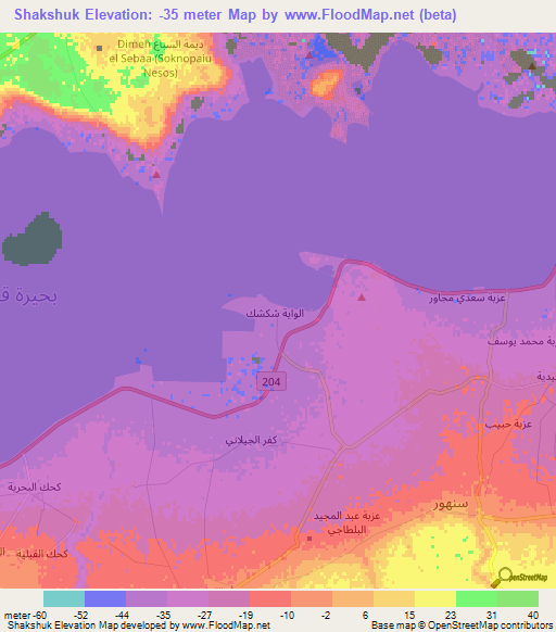 Shakshuk,Egypt Elevation Map