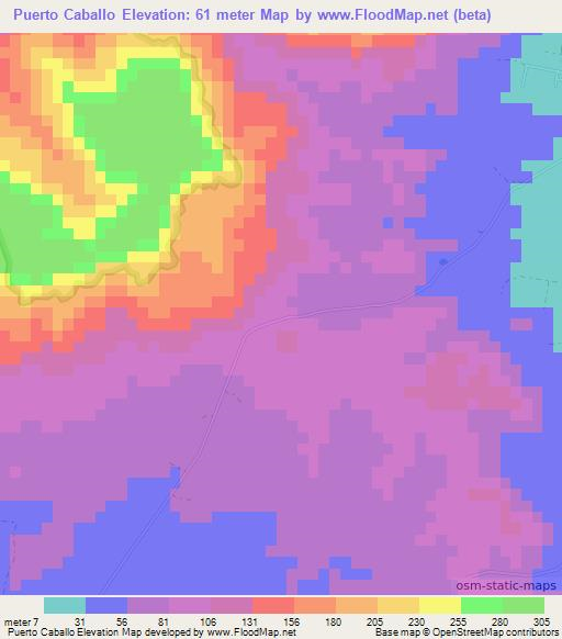 Puerto Caballo,Dominican Republic Elevation Map