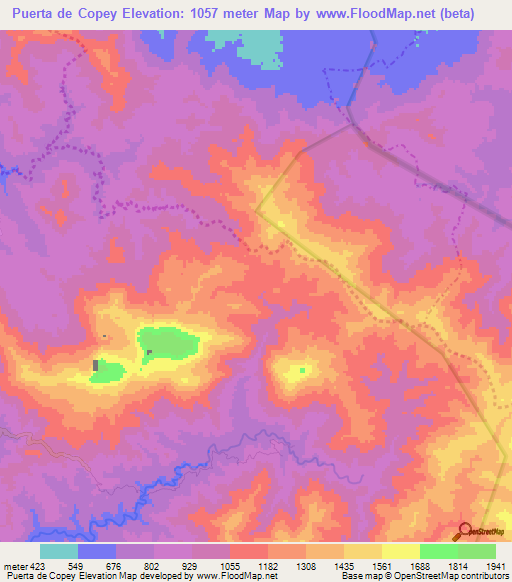 Puerta de Copey,Dominican Republic Elevation Map