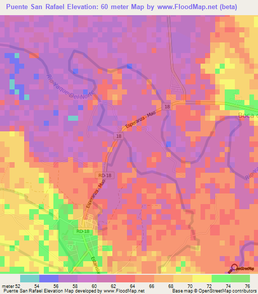 Puente San Rafael,Dominican Republic Elevation Map