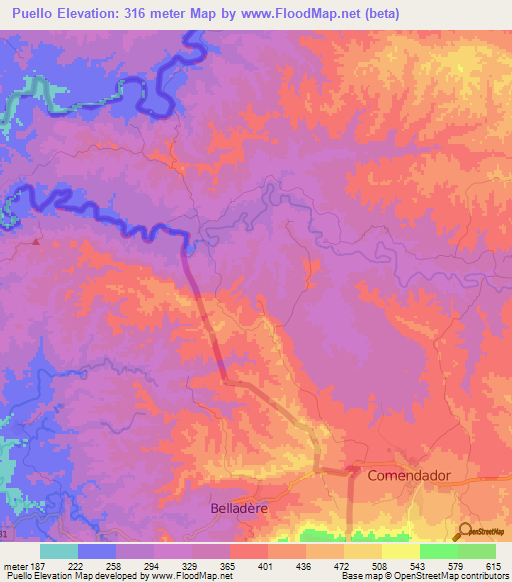 Puello,Dominican Republic Elevation Map