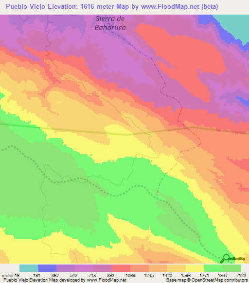 Pueblo Viejo,Dominican Republic Elevation Map