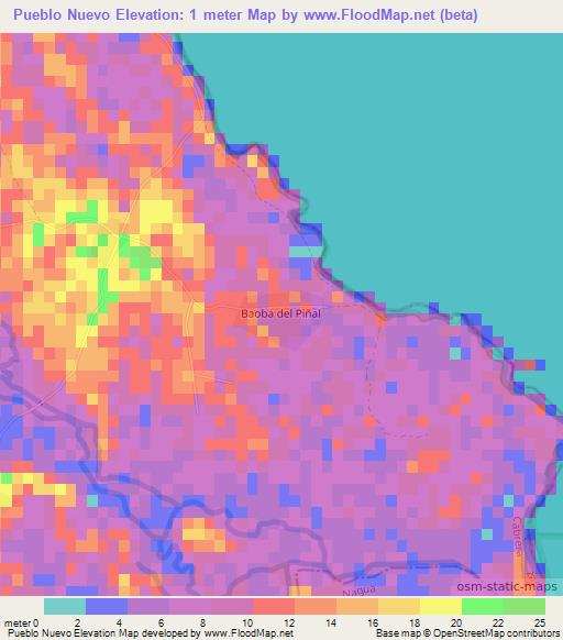 Pueblo Nuevo,Dominican Republic Elevation Map