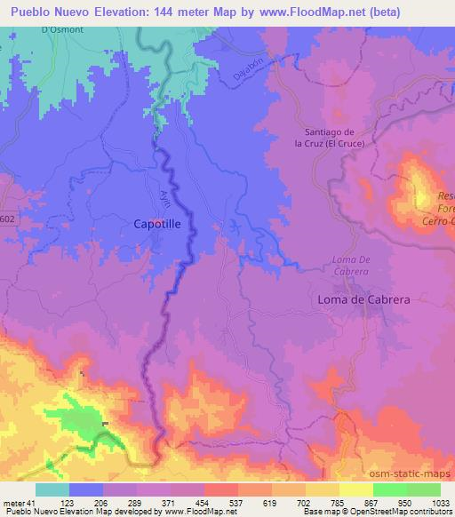 Pueblo Nuevo,Dominican Republic Elevation Map