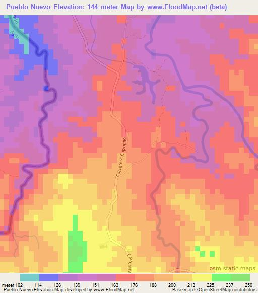 Pueblo Nuevo,Dominican Republic Elevation Map