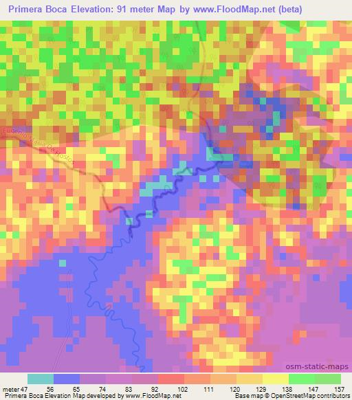 Primera Boca,Dominican Republic Elevation Map