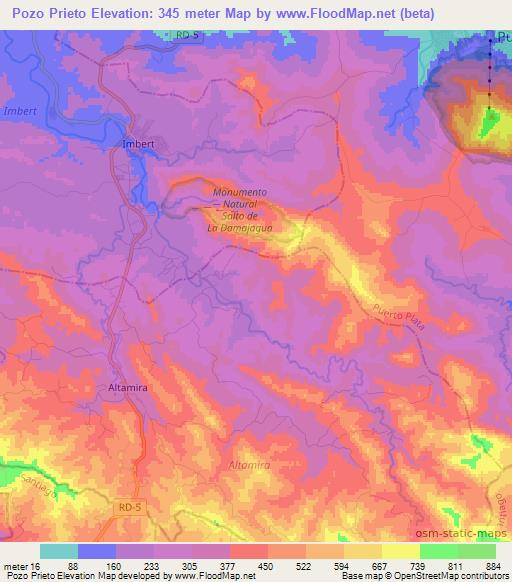 Pozo Prieto,Dominican Republic Elevation Map