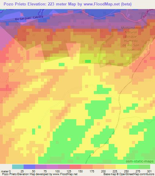 Pozo Prieto,Dominican Republic Elevation Map