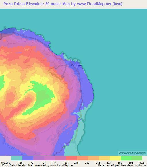 Pozo Prieto,Dominican Republic Elevation Map