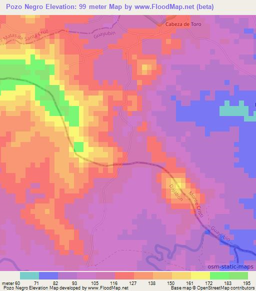 Pozo Negro,Dominican Republic Elevation Map