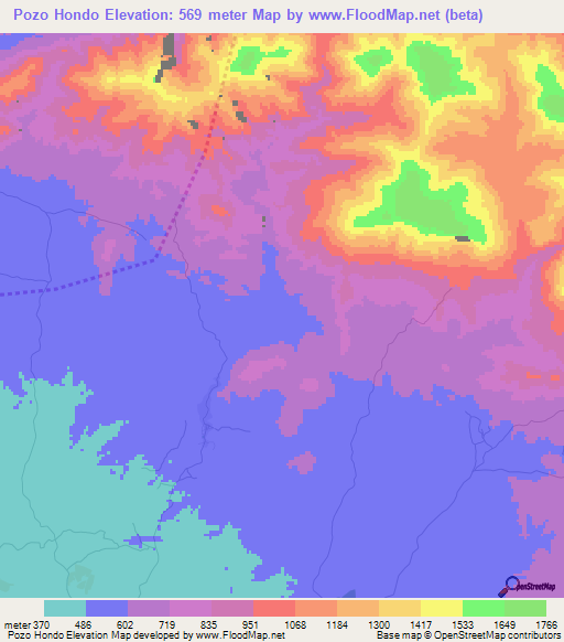 Pozo Hondo,Dominican Republic Elevation Map