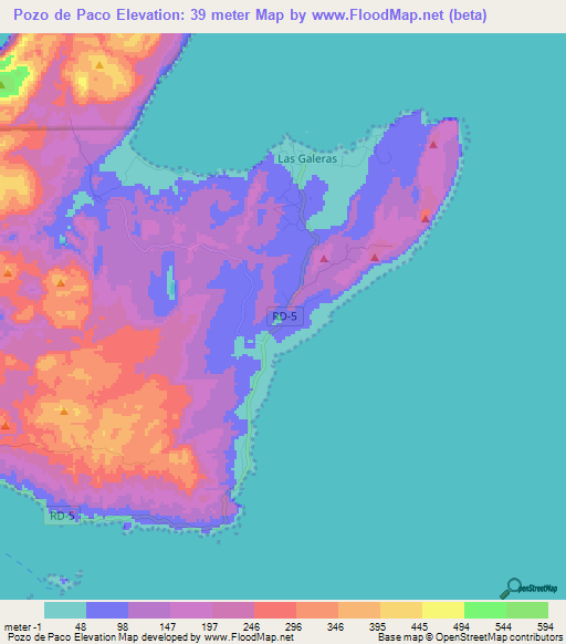 Pozo de Paco,Dominican Republic Elevation Map