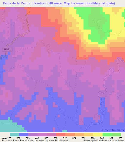 Pozo de la Palma,Dominican Republic Elevation Map