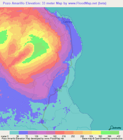 Pozo Amarillo,Dominican Republic Elevation Map