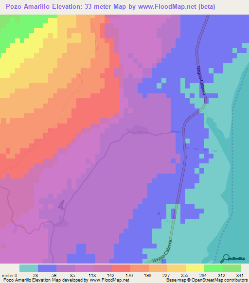 Pozo Amarillo,Dominican Republic Elevation Map