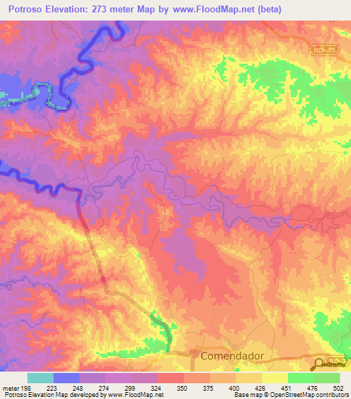 Potroso,Dominican Republic Elevation Map