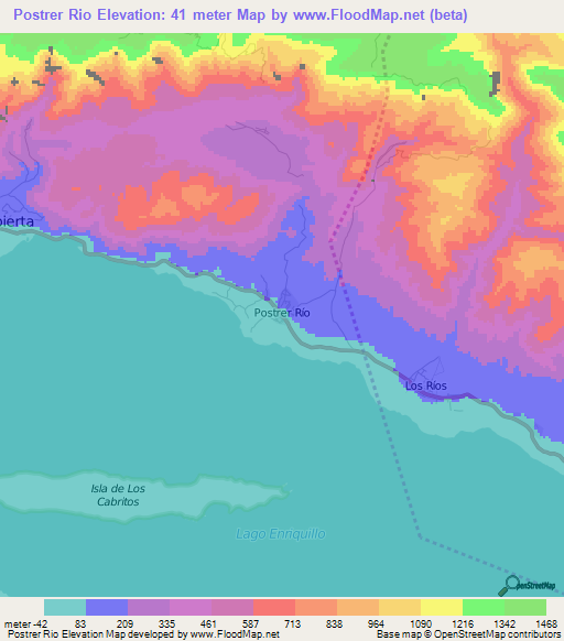 Postrer Rio,Dominican Republic Elevation Map